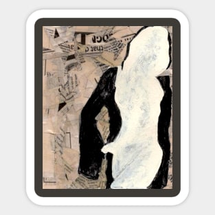 Modernist Collage Female Figure T-Shirt – Mixed Media Art Tee Sticker